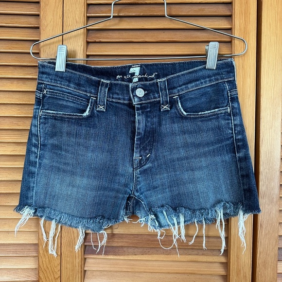 7 for all Mankind Dark wash denim cutoff shorts - Picture 1 of 3